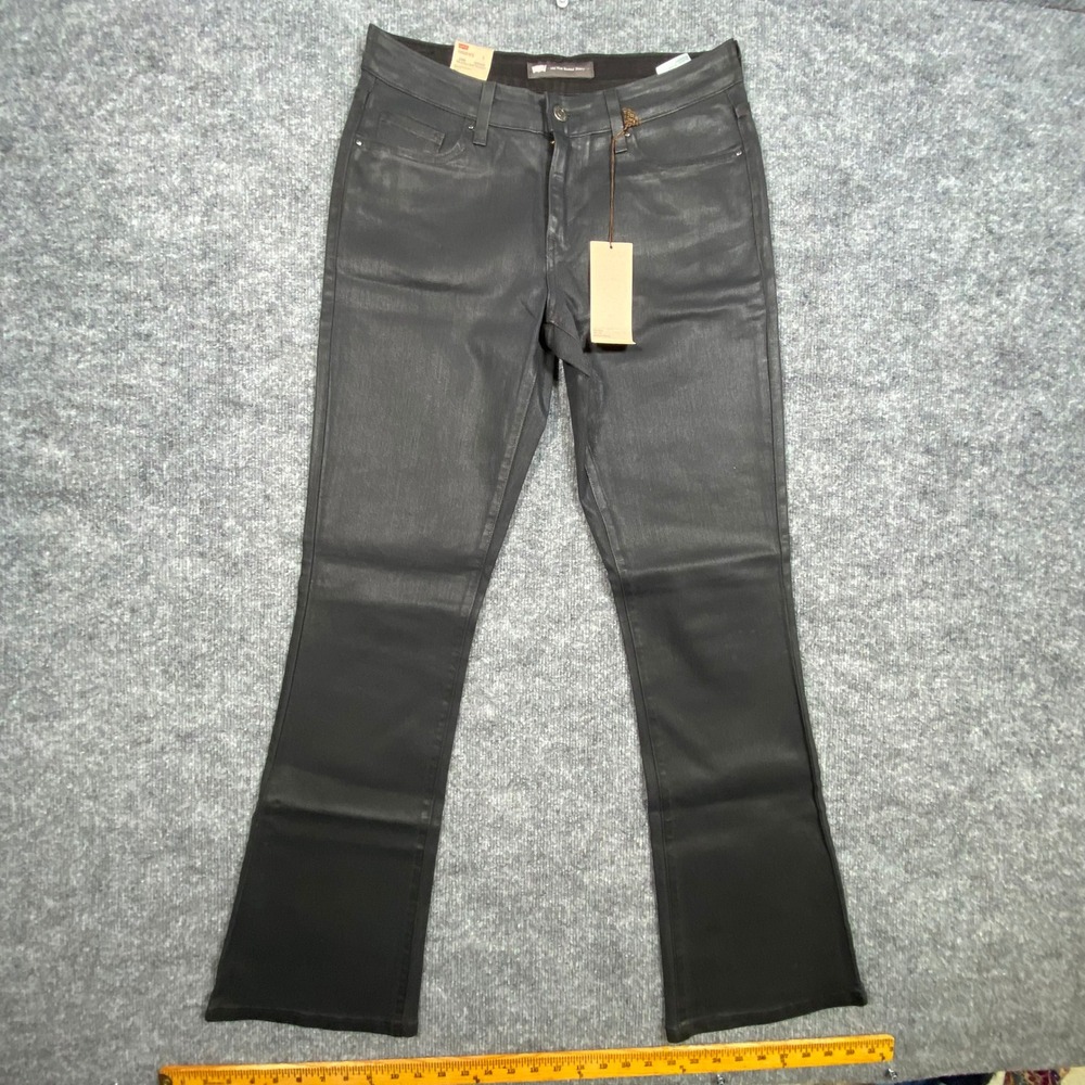 Levi's Women's Mid Rise Bootcut Skinny Jeans‎ Black Faux Leather Size 29x32